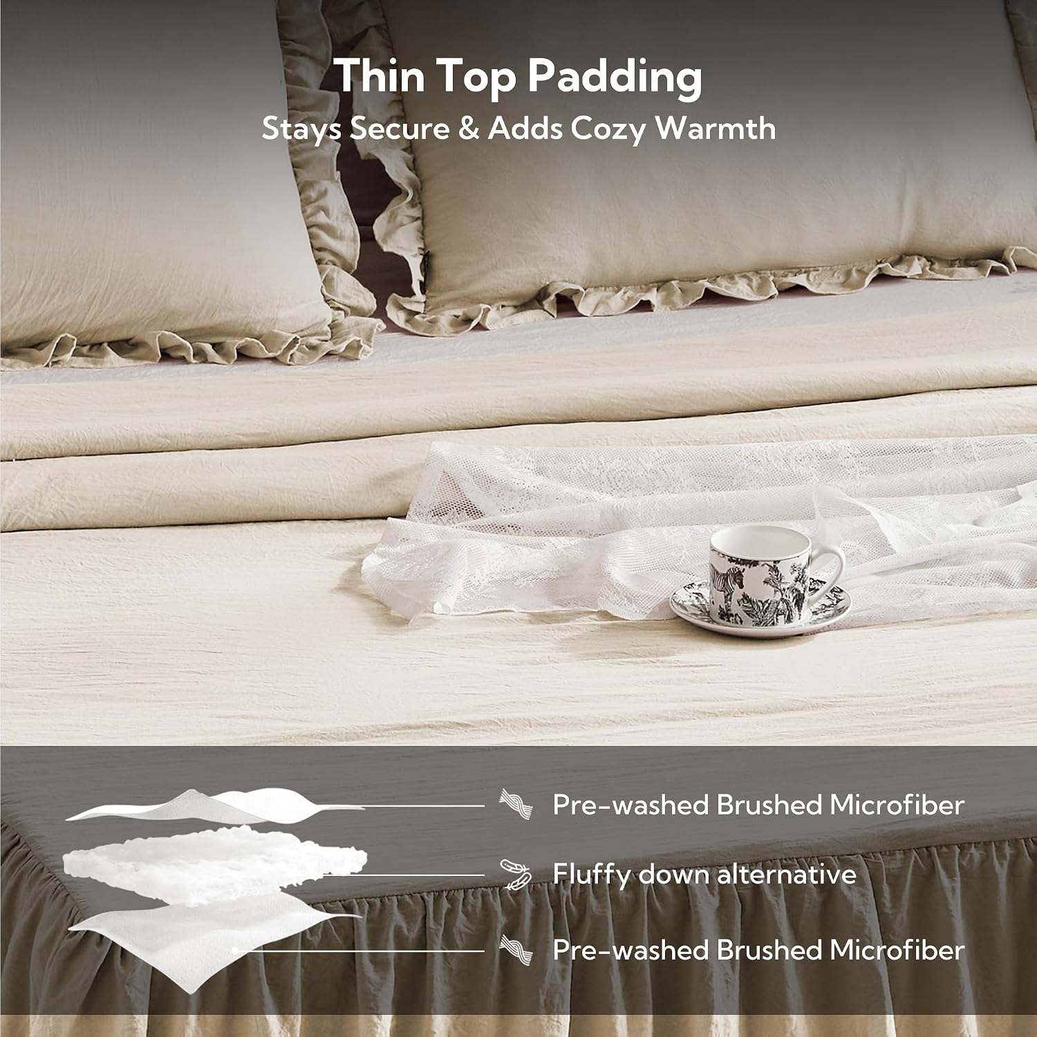 Shabby Chic Ruffled King Bedspread Set