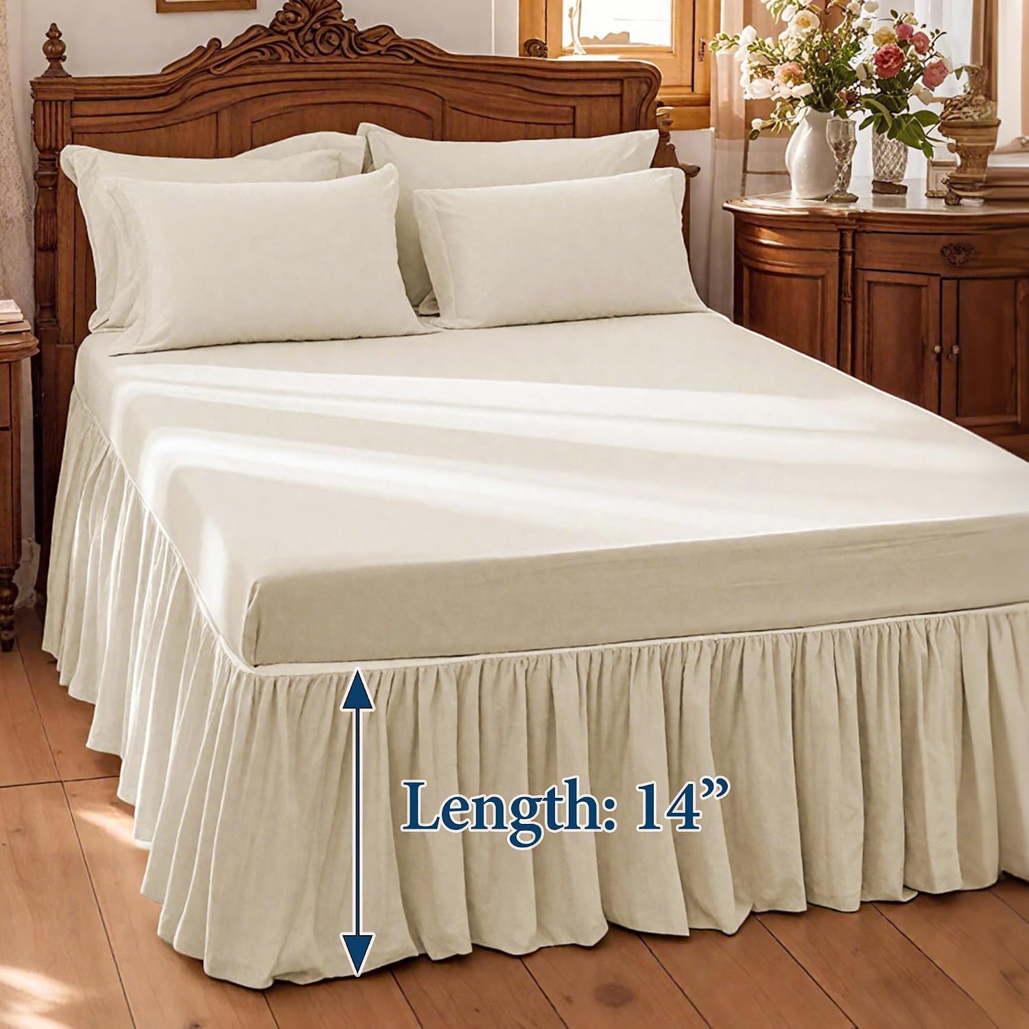 Pleated Linen-Cotton Queen Bed Skirt