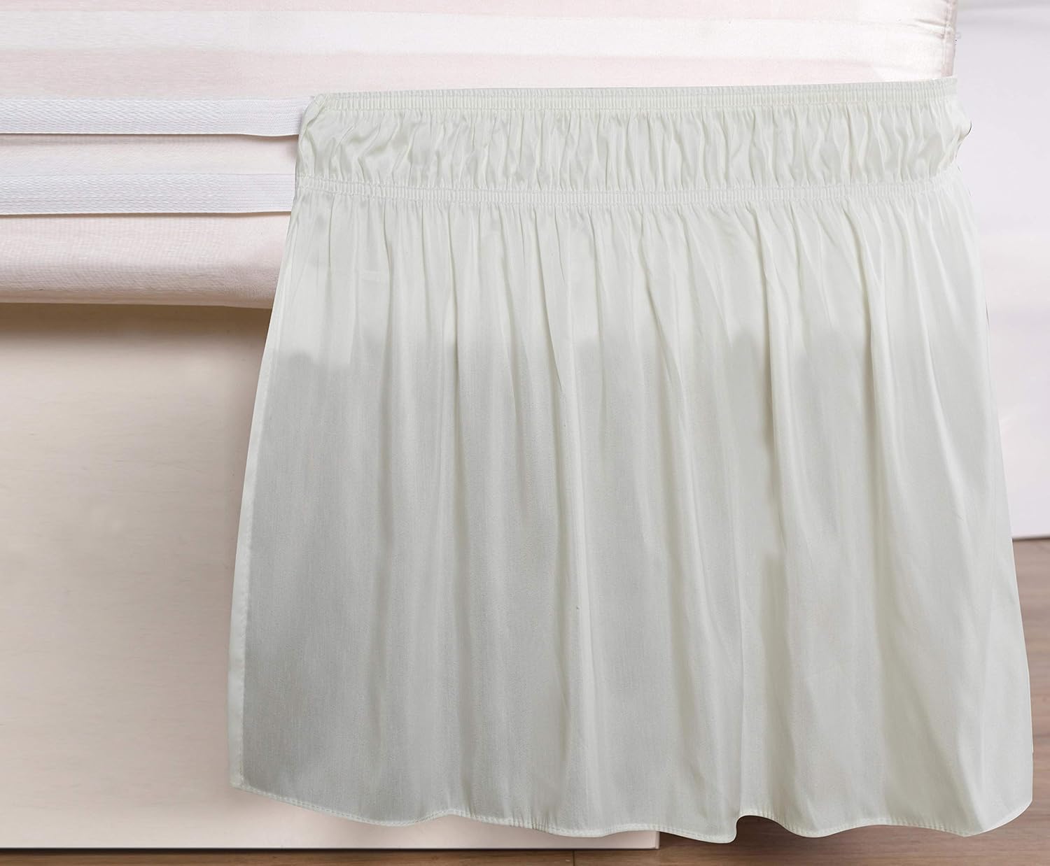 Ivory Elastic Wrap Around Cal King Bed Skirt