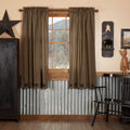 Black Applique Star Cotton Window Curtains 2 Pack