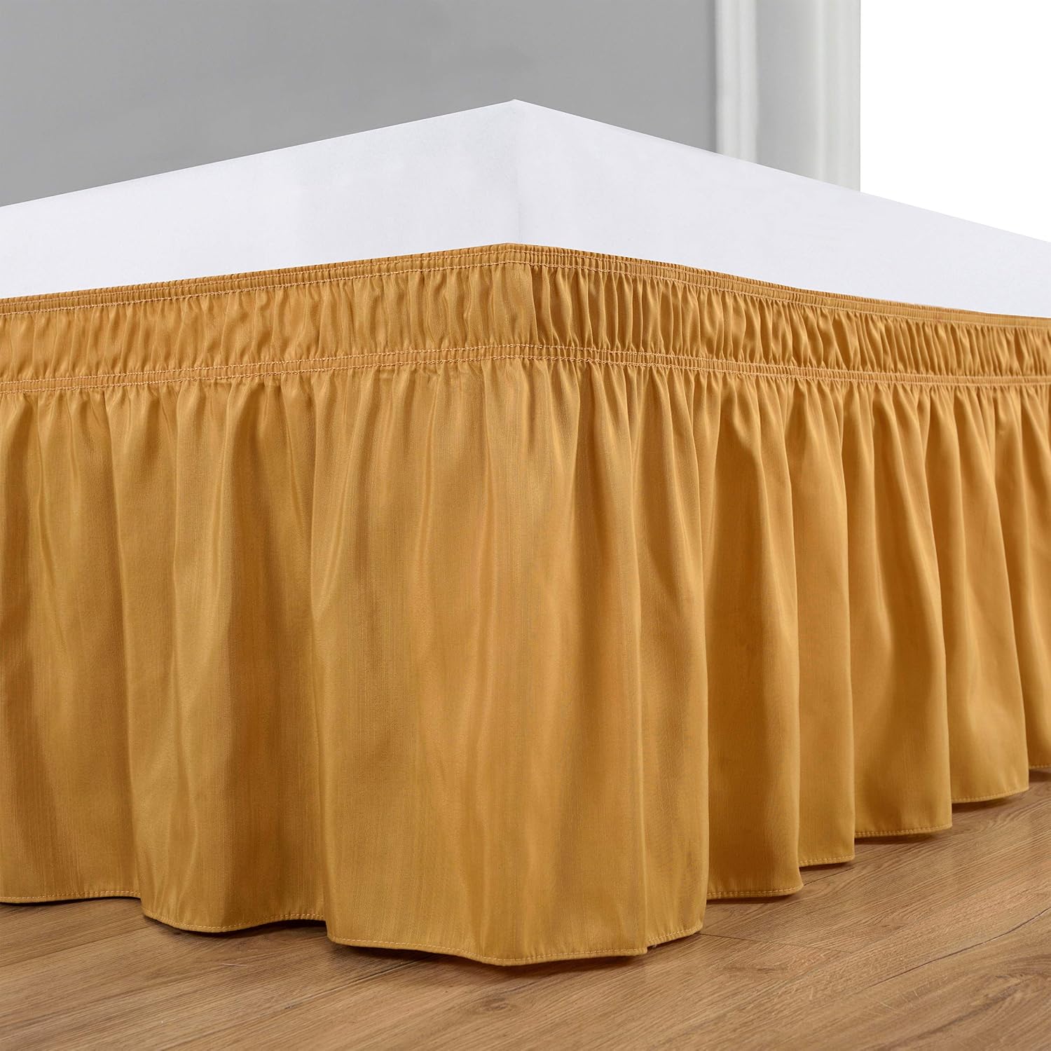 Gold Elastic Wrap Around Queen Bed Skirt