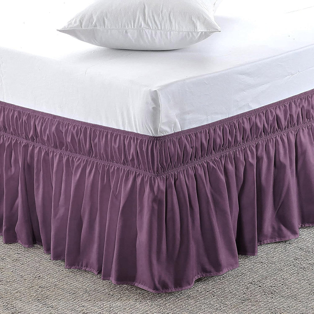 Plum Wrap Around Ruffled Queen Bed Skirt