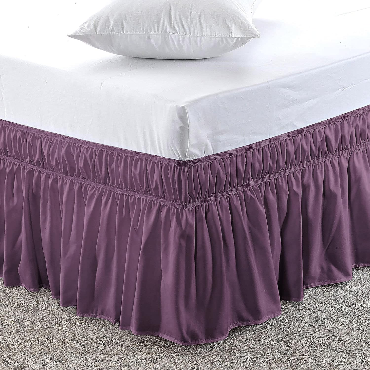 Plum Wrap Around Ruffled Queen Bed Skirt