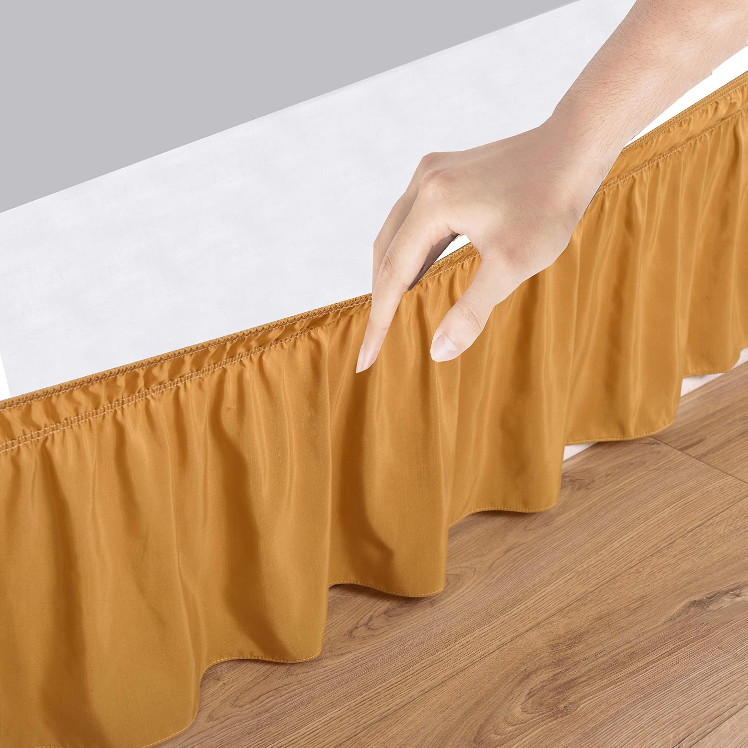 Gold Elastic Wrap Around Queen Bed Skirt