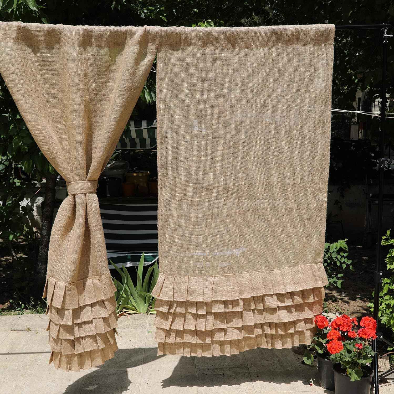 Natural Burlap Ruffle Farmhouse Curtains