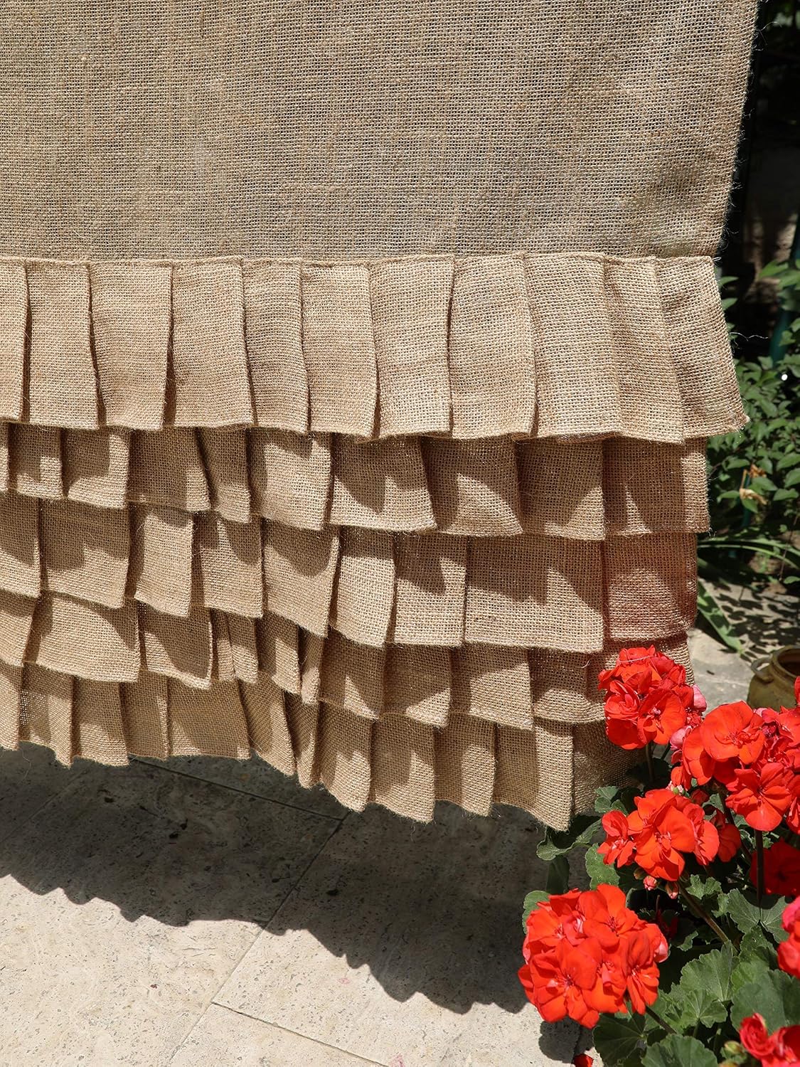 Natural Burlap Ruffle Farmhouse Curtains